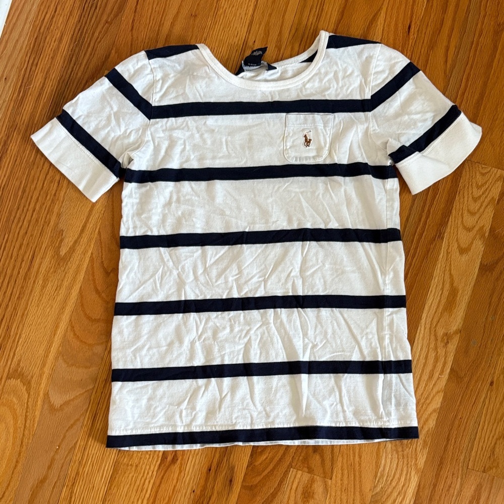 Ralph Lauren Navy and White Striped Tee